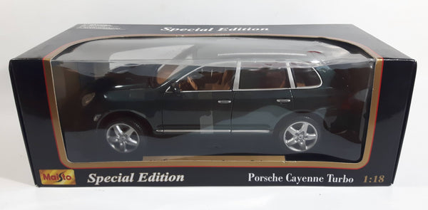 2002 Maisto Special Edition Porsche Cayenne Turbo Dark Green 1/18 Scale Die Cast Toy Car Vehicle with Opening Doors, Hood, and Hatch New in Box