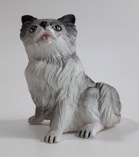 1988 New Ray Novelty Black, Grey, and White Dog Toy Hard Rubber Figure