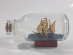 Vintage Highly Detailed Miniature Tall Ship in Cork Top 4 1/4" Long Glass Bottle