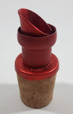 Red Metal and Cork Drink Bottle Pourer