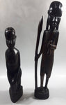 Vintage 1960s Genuine Besmo Hand Carved Ebony Wood Tribal Maasai Warriors Made in Kenya