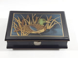 Vintage Otagiri Japan Gibson Greetings Golden Mallard Duck Black Lacquered Wood Keepsake Note Box