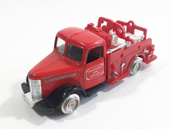 Unknown Brand Emergency Services Fire Truck Die Cast Toy Car Vehicle with Opening Doors - Missing Tires and other parts