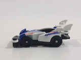 1997 Tomy GoGoGo Racers White and Blue Miniature Die Cast Toy Race Car Vehicle