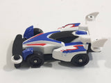 1997 Tomy GoGoGo Racers White and Blue Miniature Die Cast Toy Race Car Vehicle