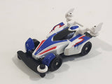 1997 Tomy GoGoGo Racers White and Blue Miniature Die Cast Toy Race Car Vehicle