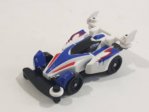 1997 Tomy GoGoGo Racers White and Blue Miniature Die Cast Toy Race Car Vehicle