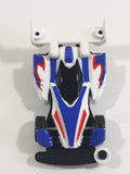 1997 Tomy GoGoGo Racers White and Blue Miniature Die Cast Toy Race Car Vehicle