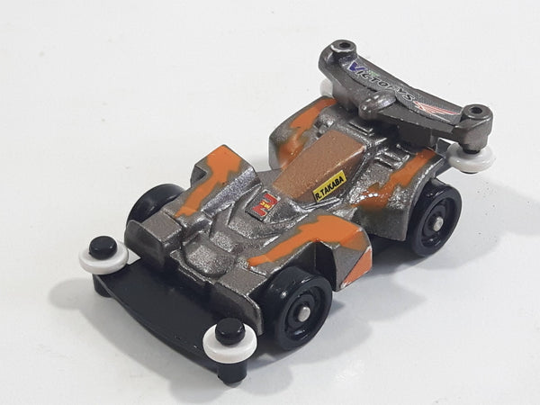 1997 Tomy GoGoGo Racers Silver and Orange Miniature Die Cast Toy Race Car Vehicle