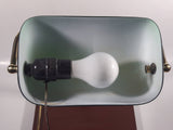 Rare Style Vintage Green Glass and Brass Wood Based Banker's Lamp