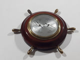 Vintage Hygrometer and Thermometer Wood Cased Brass Knob Captain's Ship Wheel Weather Station Made in Germany