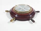 Vintage Hygrometer and Thermometer Wood Cased Brass Knob Captain's Ship Wheel Weather Station Made in Germany