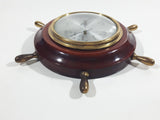 Vintage Hygrometer and Thermometer Wood Cased Brass Knob Captain's Ship Wheel Weather Station Made in Germany