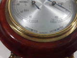Vintage Hygrometer and Thermometer Wood Cased Brass Knob Captain's Ship Wheel Weather Station Made in Germany