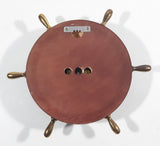 Vintage Hygrometer and Thermometer Wood Cased Brass Knob Captain's Ship Wheel Weather Station Made in Germany