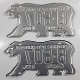 Rare Set of 1975 Northwest Territories N.W.T. White with Light Blue Letters Polar Bear Shaped Vehicle License Plate 8-607