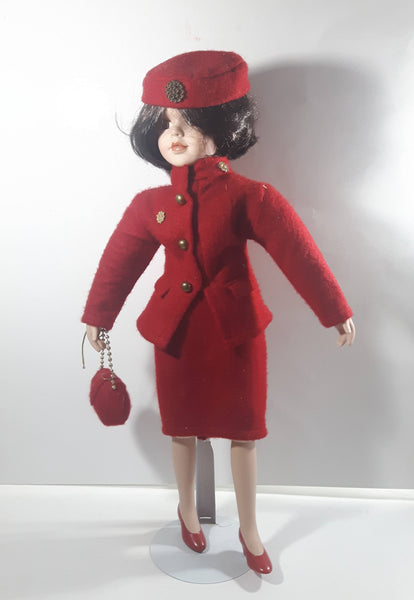 Vintage Jackie O 18" Tall Porcelain Doll with Stand