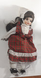 Vintage Red and Green Plaid Dress Porcelain Doll 18" Tall