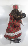 Vintage Red and Green Plaid Dress Porcelain Doll 18" Tall