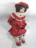 Vintage Red Dress Porcelain and Stuffed Doll 16" Tall