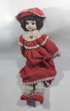 Vintage Red Dress Porcelain and Stuffed Doll 16" Tall