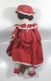 Vintage Red Dress Porcelain and Stuffed Doll 16" Tall