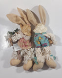 Set of Handmade Rag Doll Fabric Mop Braided Arms and Legs Bunny Rabbit Couple 12" Tall