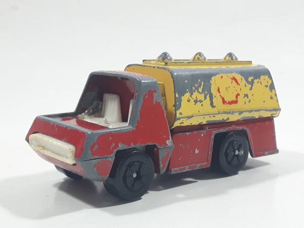 Vintage PlayArt Semi Tanker Truck Shell Oil Red and Yellow Die Cast Toy Car Vehicle Made in Hong Kong