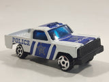 Unknown Brand Police Station Pickup Truck White and Blue Die Cast Toy Car Vehicle
