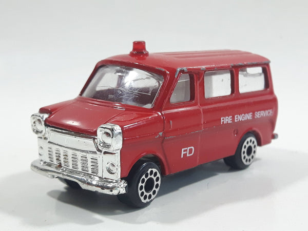 Vintage 1977 Zylmex P335 Fire Fighting Ford Van Red Die Cast Toy Car Vehicle Missing the Rear Cargo Door