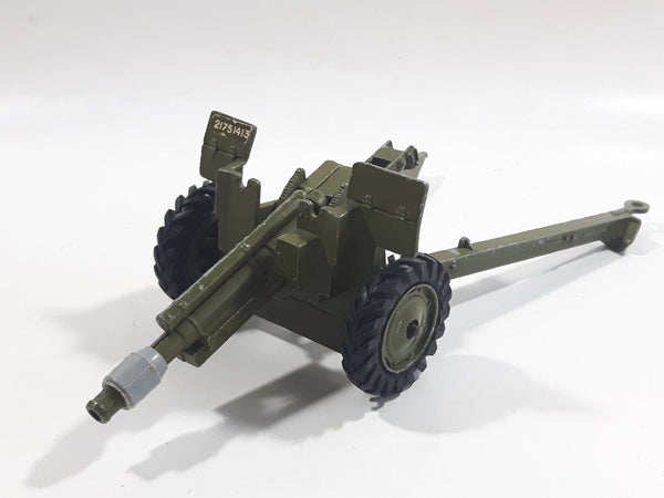 Vintage Dinky Toys Meccano Battle Lines American 105 mm Gun Howitzer Dark Green Die Cast Army Toy 21751413 - 1 hitch broken