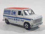 1981 ERTL The Cannonball Run Ford Van Ambulance Transcon Medi-Vac Van White and Orange Die Cast Toy Car Vehicle Made in Hong Kong