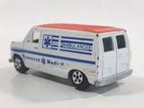 1981 ERTL The Cannonball Run Ford Van Ambulance Transcon Medi-Vac Van White and Orange Die Cast Toy Car Vehicle Made in Hong Kong