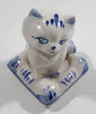 Vintage Delft Holland Cat on Windmill Pillow Figurine