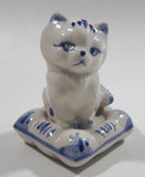 Vintage Delft Holland Cat on Windmill Pillow Figurine