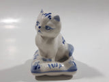 Vintage Delft Holland Cat on Windmill Pillow Figurine