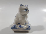 Vintage Delft Holland Cat on Windmill Pillow Figurine