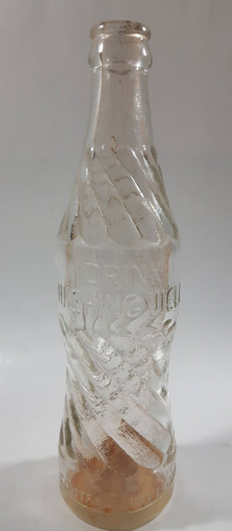 Vintage Drink Wishing Well Clear Embossed Lettering Glass Bottle
