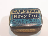Antique Capstan W.D. & H.O. Wills Bristol & London Medium Strength Navy Cut Small Blue Tin Metal Tobacco Container