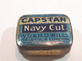 Antique Capstan W.D. & H.O. Wills Bristol & London Medium Strength Navy Cut Small Blue Tin Metal Tobacco Container