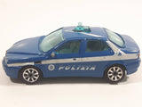 Burago Alfa Romeo 156 Polizia Blue 1/43 Scale Die Cast Toy Police Cop Car Vehicle Missing a Wheel