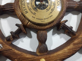 Vintage Dutch Wood Texture Hard Plastic 16" Captain's Ship Wheel Barometer