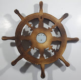 Vintage Dutch Wood Texture Hard Plastic 16" Captain's Ship Wheel Barometer