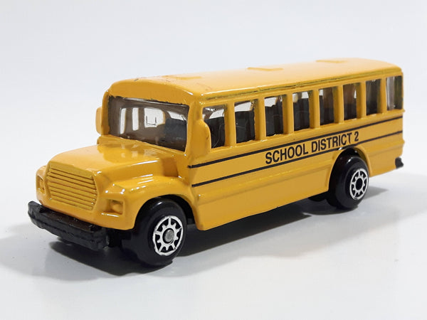 2010 Maisto Fresh Metal School District 2 School Bus Yellow Die Cast Toy Car Vehicle