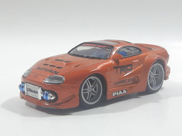 2003 Kentoys Extreme Tuners Toyota Supra Orange 1/55 Scale Light Up Die Cast Toy Car Vehicle with Rubber Tires - Missing The Spoiler