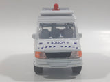 Carven No. T326 Police 0220 Van White Pullback Friction Motorized Die Cast Toy Car Vehicle with Opening Rear Doors - Needs Repair