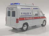 Carven No. T326 Police 0220 Van White Pullback Friction Motorized Die Cast Toy Car Vehicle with Opening Rear Doors - Needs Repair