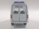 Carven No. T326 Police 0220 Van White Pullback Friction Motorized Die Cast Toy Car Vehicle with Opening Rear Doors - Needs Repair
