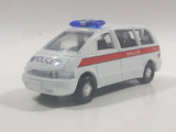 Carven No. T335 Police 8016 Van White Pullback Friction Motorized Die Cast Toy Car Vehicle with Opening Rear Hatch
