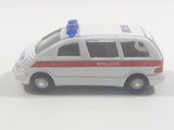 Carven No. T335 Police 8016 Van White Pullback Friction Motorized Die Cast Toy Car Vehicle with Opening Rear Hatch